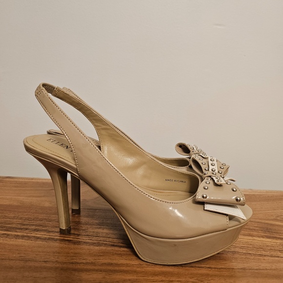 Ellen Tracy beige slingback heels size 6M - Picture 3 of 6